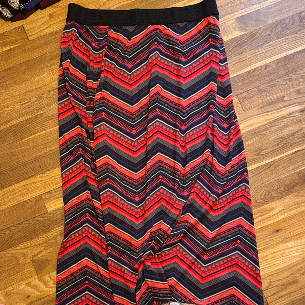 Cato Red and Black Chevron Maxi Skirt